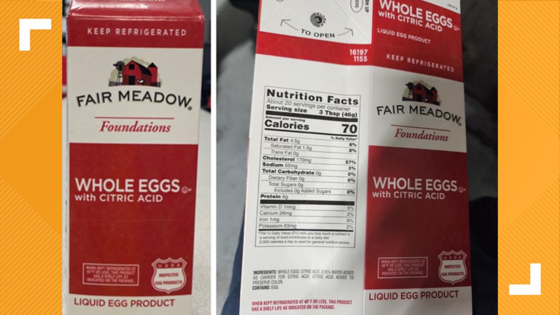 Nearly 5,000 pounds of liquid egg recalled over undeclared allergens