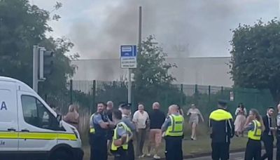 Fire breaks out in Coolock factory after hundreds protest over asylum seeker plans