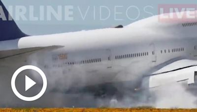 Video captura aterrizaje arriesgado de Boeing 747 en Los Ángeles