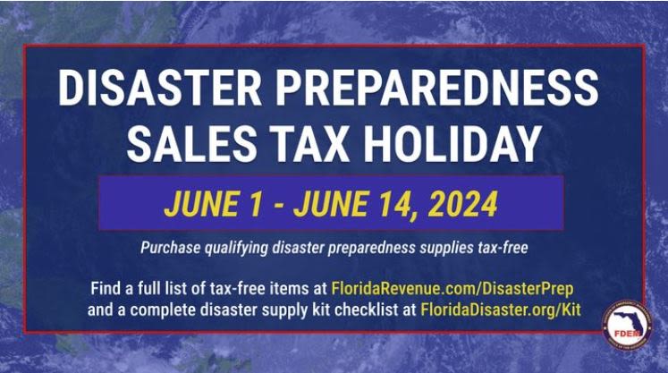 Disaster preparedness sales tax holiday aligns of storm season