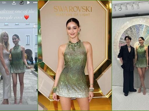 'Her revenge era or Tinkle Bell': Ananya Panday dazzles in green glittery body-con outfit; poses with Gwyneth Paltrow at Milan [Reactions]