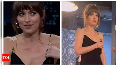 Dakota Johnson suffers a wardrobe malfunction; netizens SLAM Jimmy Kimmel for not offering actress his jacket- WATCH | - Times of India