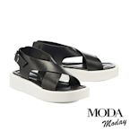 涼鞋  MODA MODAY 個性俐落交叉後繫帶厚底涼鞋－黑