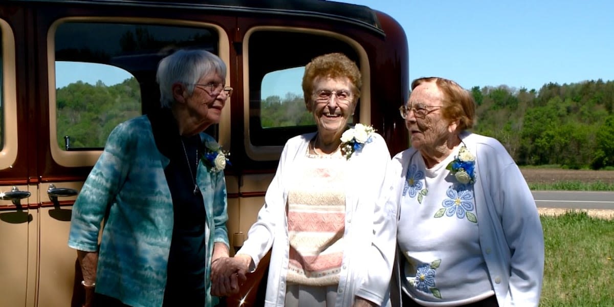 Three 98-year-old women celebrate their 80th high school reunion