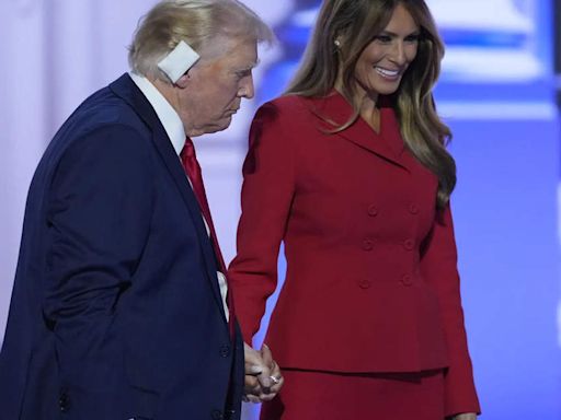 Former first lady Melania Trump makes a rare appearance on the Republican convention's last night