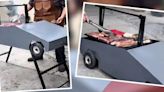 ¿También es eléctrico? Crearon asador en forma de la Cybertruck