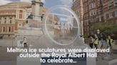 Ice sculptures of animals melt outside Royal Albert Hall ahead of Frozen Planet II