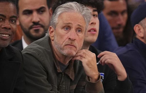 Hilarious angle shows Jon Stewart stunned by Tyrese Maxey's season-saving three | Sporting News