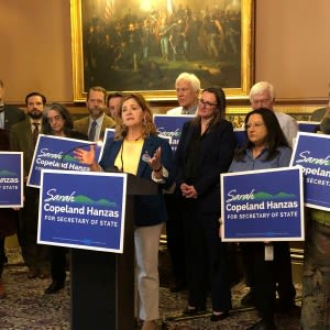 Sarah Copeland Hanzas launches bid for second term as secretary of state