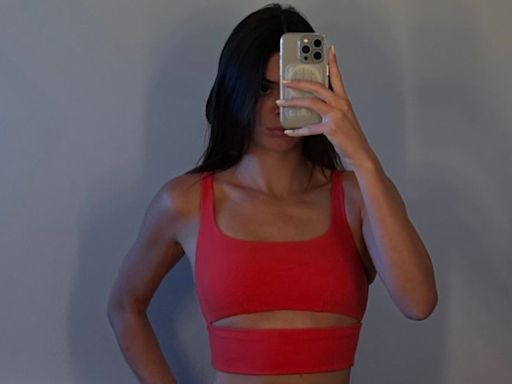 Kendall Jenner Brings the Heat in a Chili Pepper Red, Cut-Out Yoga Set
