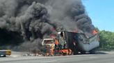 Tractor-trailer fire on I-95 near I-895 split causes traffic delays