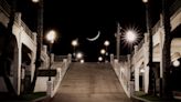 A ‘Scrippshenge’ parallel: Crescent moon winks above Oceanside Pier