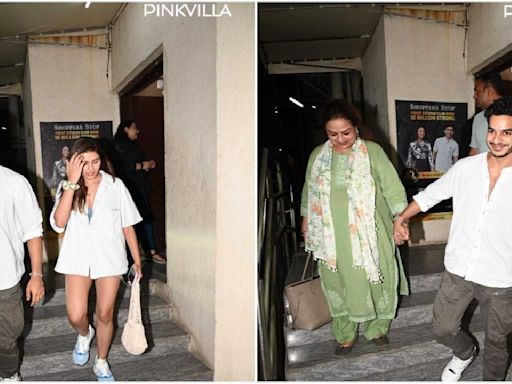 WATCH: Ishaan Khatter takes mom Neelima Azeem and rumored girlfriend Chandni Bainz out on movie date