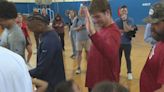 Drake Maye showed off his dodgeball skills as Patriots enjoyed a community day