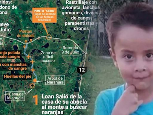 El mapa de la desesperada búsqueda de Loan en Corrientes: el recorrido y las principales pistas que analiza la Justicia