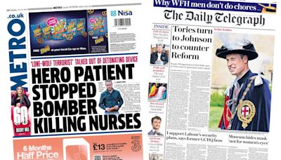 'Hero patient' and 'Tories turn to Johnson'