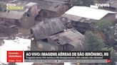 Casa levada por enchente vai parar em cima de outro imóvel em São Jerônimo (RS)