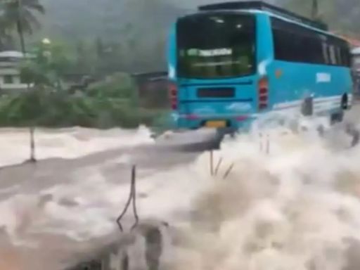 Viral Video Shows Bus Speeding Through Deep Floodwater In Kerala's Kozhikode