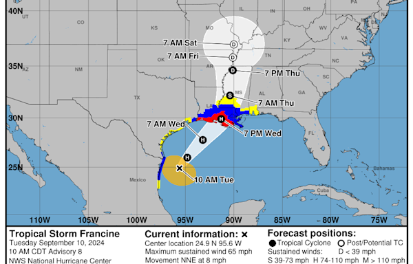 Francine path updates: Where will the hurricane make landfall?