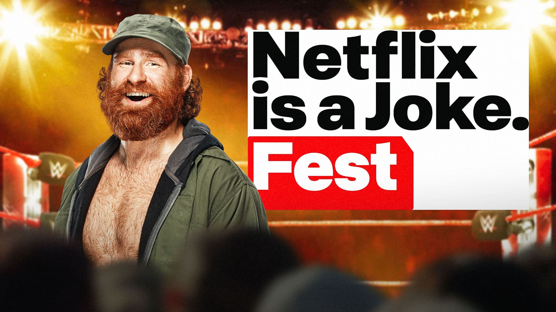 Sami Zayn battles Johnny Knoxville with a little help from Becky Lynch at Netflix is a Joke Fest