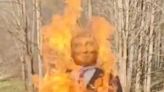 Ukrainian soldiers burn Donald Trump effigy and call him a 'traitor'