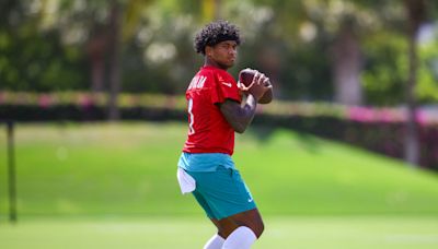 Dolphins QB Tua Tagovailoa at camp with contract in flux