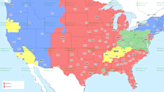 TV broadcast map for Ravens at Bengals in Week 2