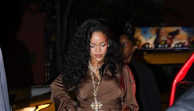 Rihanna Slips Into a Silky Chocolate Brown Gown for a NYFW Night Out