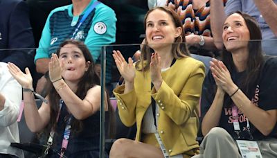 Natalie Portman Attended the Gymnastics Team Final in a Dijon Mustard Miniskirt Suit