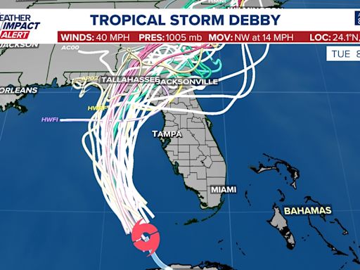 TRACKER: Watch Tropical Storm Debby using spaghetti models, forecast cone, alerts