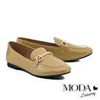低跟鞋 MODA Luxury 韓系貝殼飾釦羊漆皮樂福低跟鞋－黃
