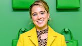 White Lotus Star Haley Lu Richardson Sports Sunny Yellow Skirt Suit and Leopard Print at NYFW