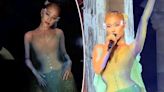 Ariana Grande performs inside the 2024 Met Gala in ethereal goddess corset gown
