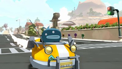 Soup up your tiny car so much you can launch it into space in this weird little open world driving game