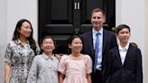 Jeremy Hunt and family leave 11 Downing Street as Labour celebrate landslide victory