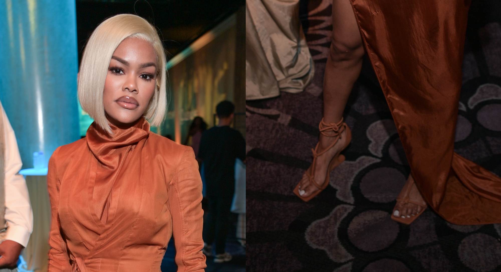 Teyana Taylor Pops in Strappy Burnt Orange Sandal Heels at Culture Creators: 8th Annual Innovators & Leaders Awards in Beverly Hills