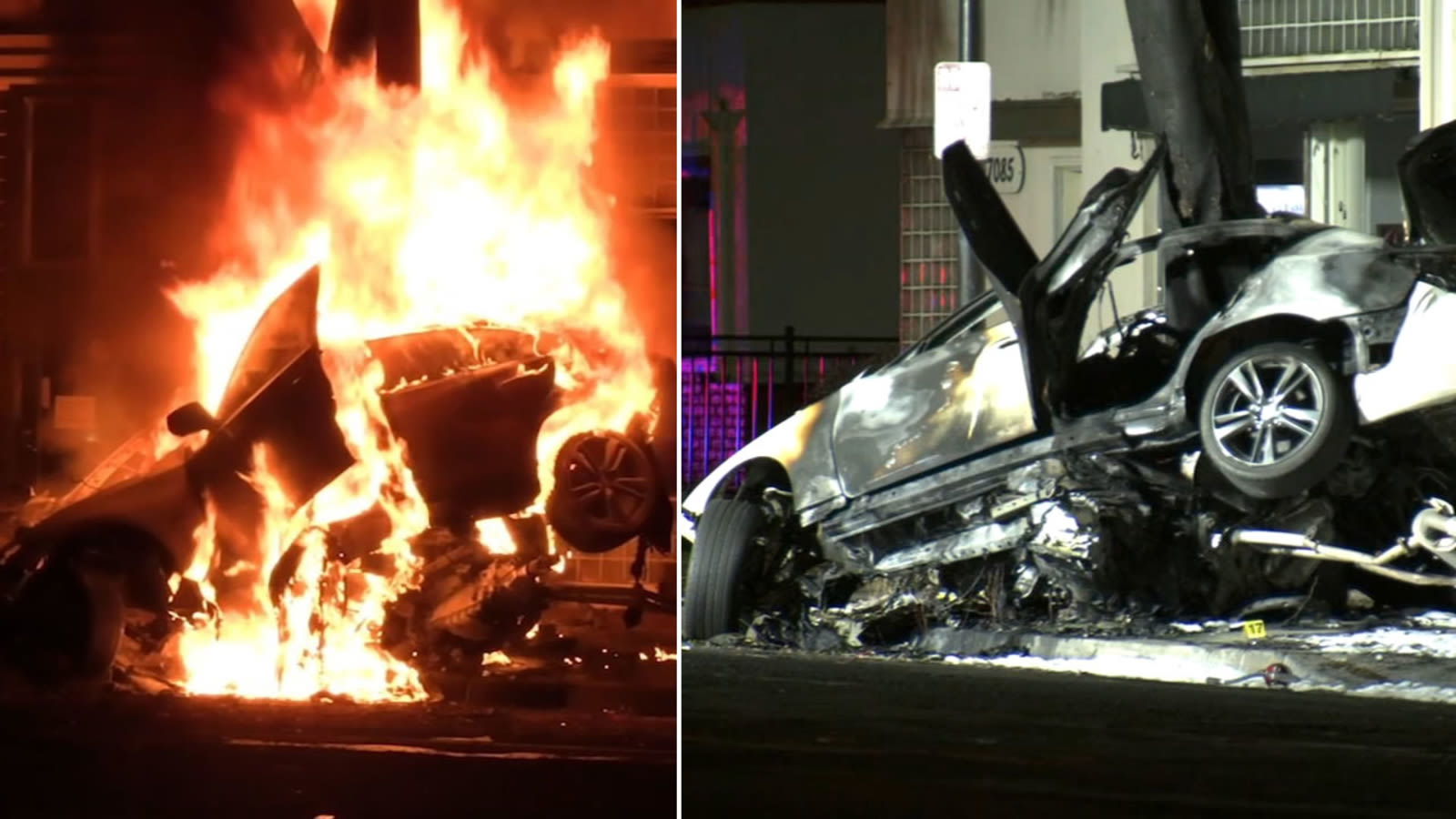 1 dead, another injured in fiery Fremont crash after car hits tree: police