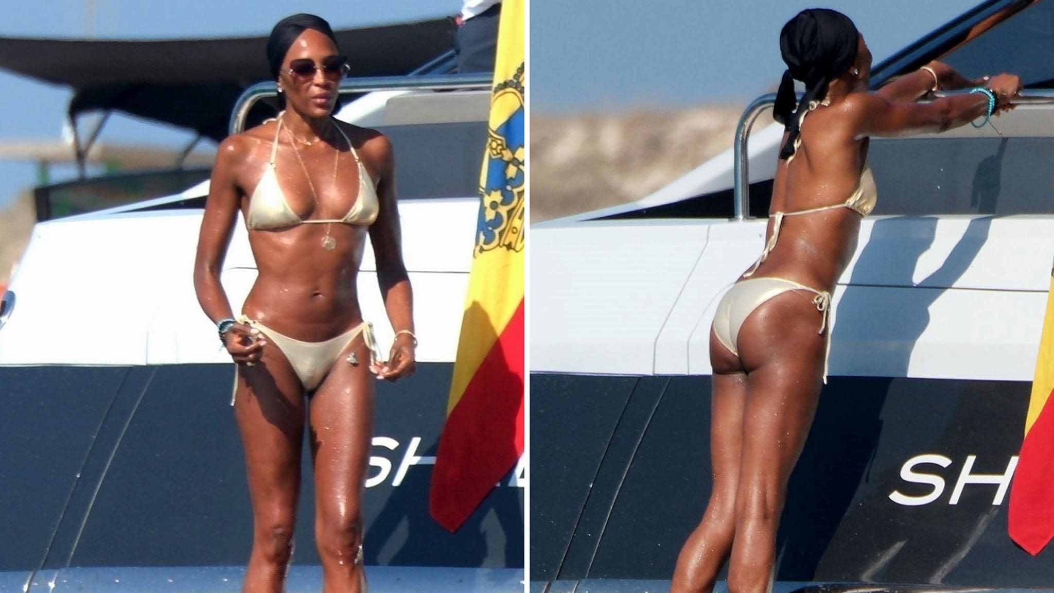 Naomi Campbell Wows In Gold Bikini During Ibiza Getaway With Gal Pals