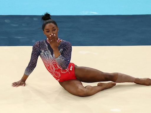 See Simone Biles' silver-medal winning floor routine in her final event of the 2024 Olympics