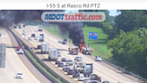 Lanes blocked after truck catches fire on I-55