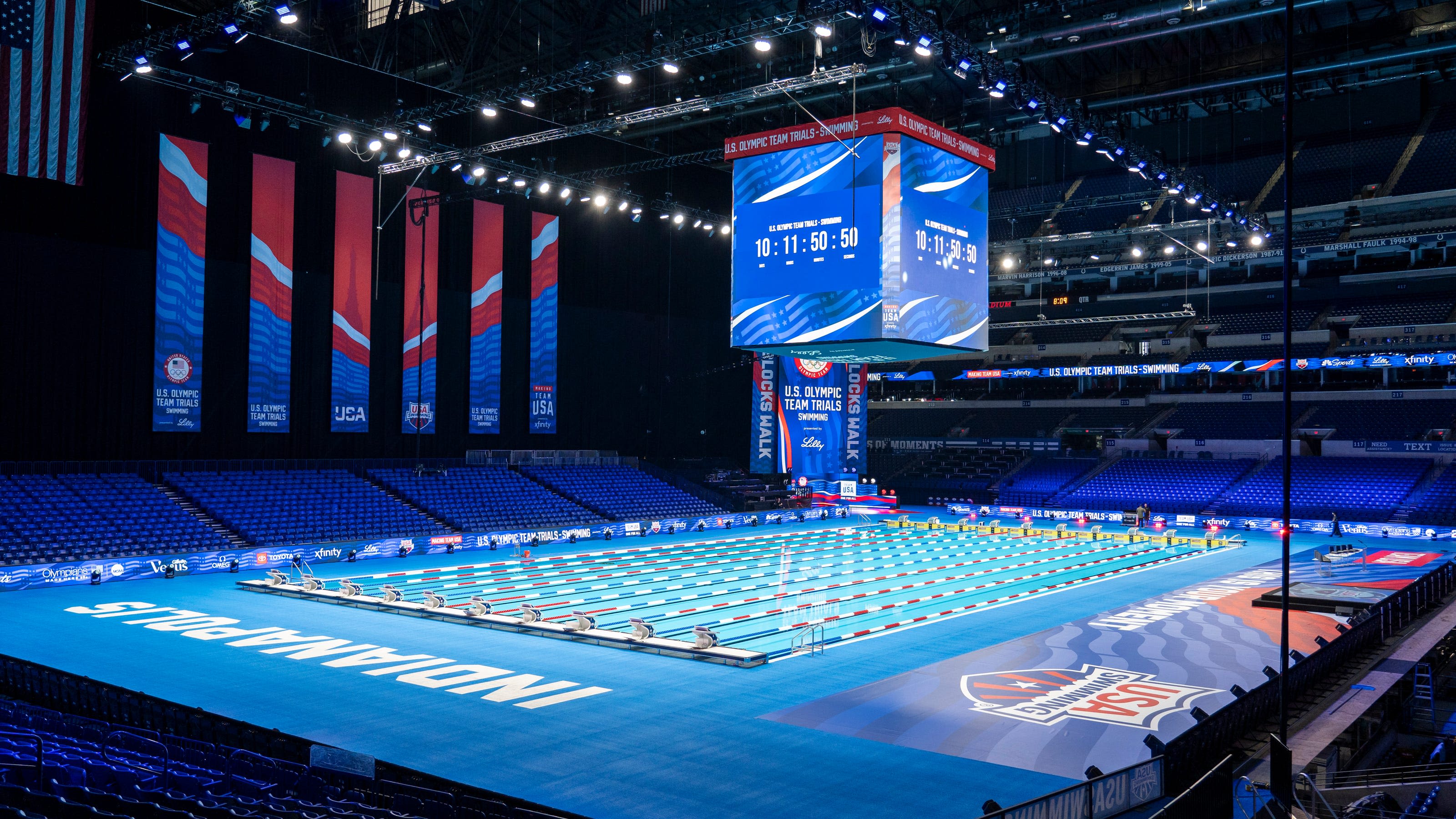 Take a look at the Olympic-sized swimming pool inside Lucas Oil Stadium