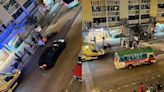 香港仔華富道電單車與的士相撞 鐵騎士倒地受傷送院