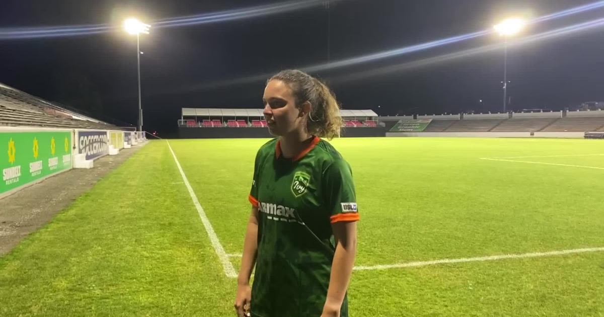 Richmond Ivy midfielder Brianna Behm after scoring game-winning goal in club's inaugural match, 1-0 victory over Virginia Marauders