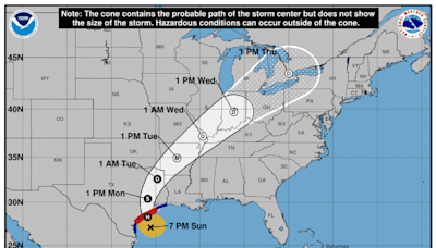 Tropical Storm Beryl is on a path to hit the Texas coast as a hurricane Monday