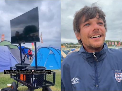 ‘Hero’ Louis Tomlinson brings TV to Glastonbury for England v Slovakia: ‘You are the god of this festival’