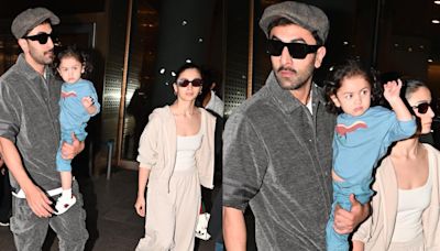 Alia Bhatt at Mumbai airport with Raha and Ranbir Kapoor