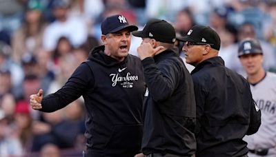 Aaron Boone ejected over bizarre call, but Yankees beat Angels anyway after Luis Gil dominates