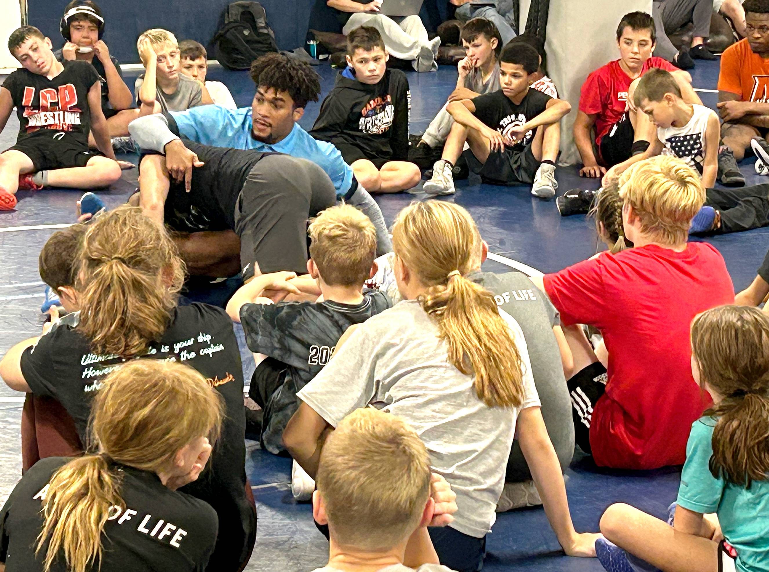 Four-time NCAA champion Carter Starocci confirms plans during wrestling clinic at McDowell