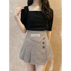 [ creamy 日本服飾/選品 ] GRL 時尚俏麗 不對稱 寬褶 排釦 襯褲 短裙 G1566－OOTD