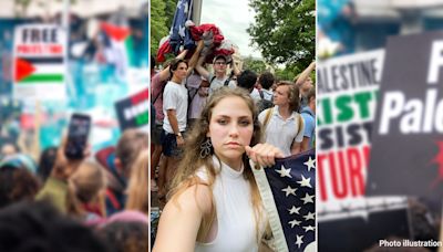 College girl pelted with objects by anti-Israel protesters for standing up for US flag speaks out